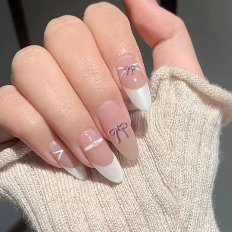 10pcs 새로운 일본식 스프레이 페인트 활 네일 아트 매력 액세서리 간단하고 다목적 마카롱 컬러 보우 네일 장식