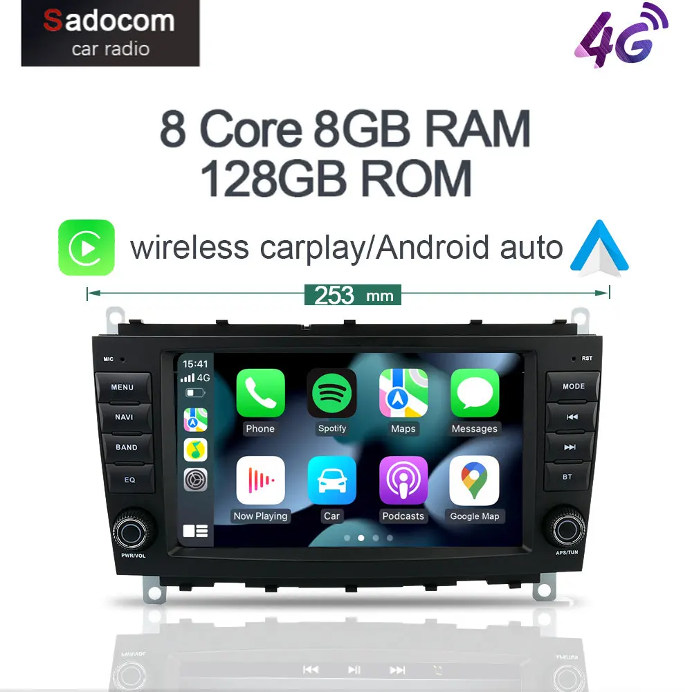 

720P Carplay 8 "Android 12,0 6G + 128G автомобильный dvd-плеер Авторадио GPS навигация для Benz CLK 200K 280 300 350 W209 2005-2012 радио