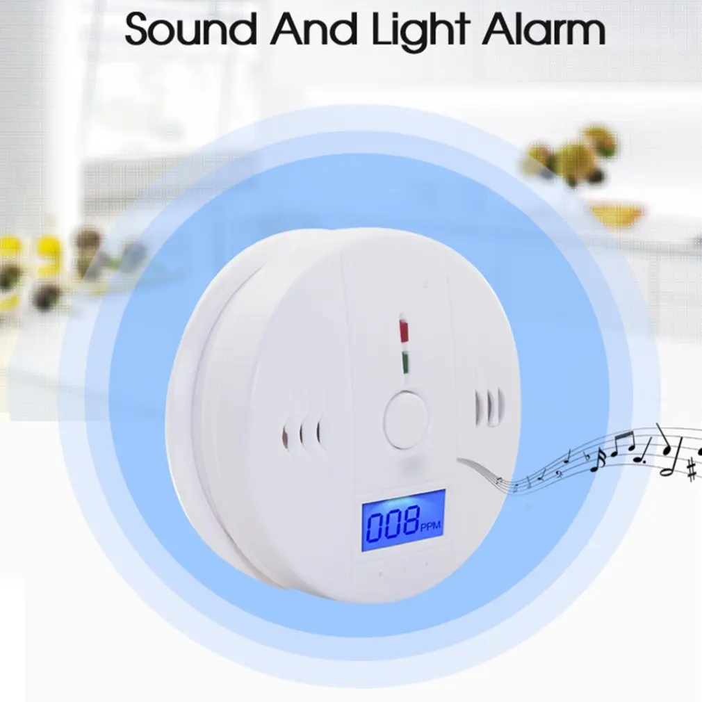 Independent CO Alarm Sensor Carbon Monoxide Alarm Detector 85dB High Sensitive Warning LCD Photoelectric Display for Home Hotel