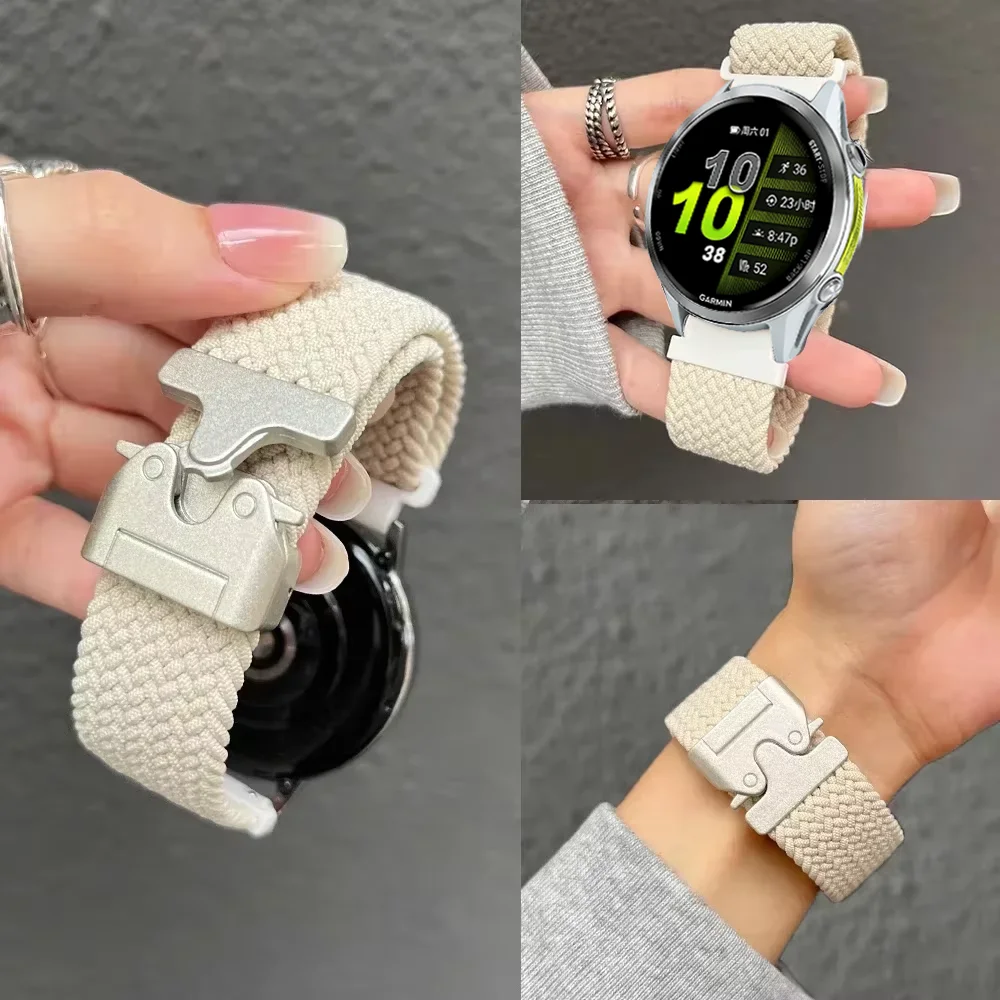 Nylon Braided Strap with Parachute Buckle Bracelet, 20mm/22mm Band