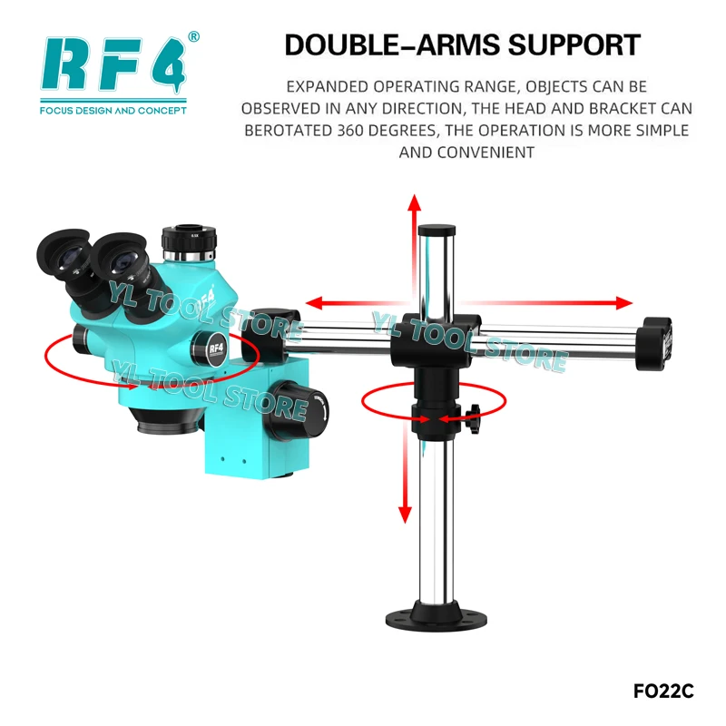 RF4 더블 붐 줌 Simul Focal Trincular 스테레오 현미경 1080P 4K HDMI USB 현미경 카메라 전화 PCB 수리 도구