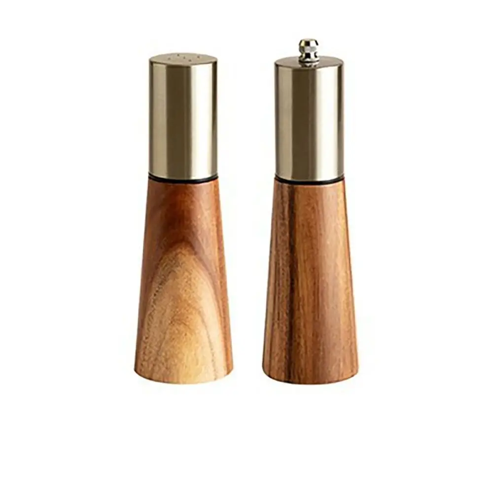 Salt and Pepper Grinder 1/2pcs Kitchen Tools Metal Acacia Wood Pepper Mill Stainless Steel/wood Spice Bottle
