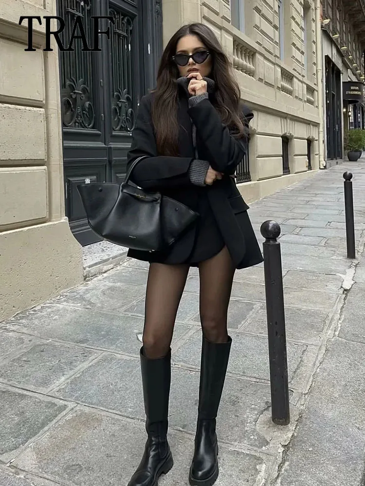 

TRAF Women High Waist Skirt Shorts 2024 Woman Streetwear Contrast Bermuda Shorts Female Women's Skirt