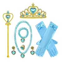 Princess Girls Anna Elsa Accessory Costume Photography Props Gloves Tiara Angle Fairy Wand Jewelry Set Fancy Dress Role Play 4