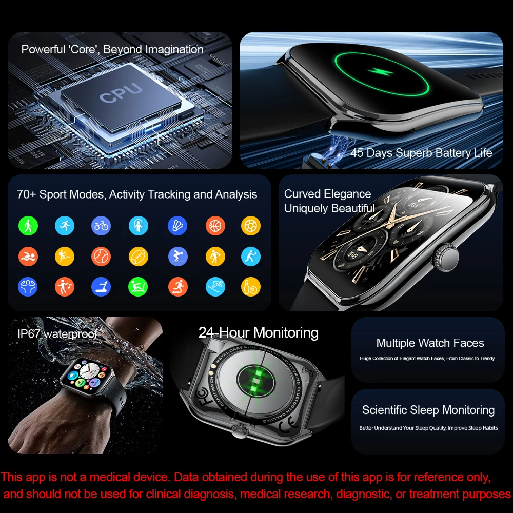 2026 New Smartwatch 1.96 inch Ultra-thin Bluetooth Call Health Monitor IP68 Waterproof 100 Sport Smart Bracelet For Android iOS 3