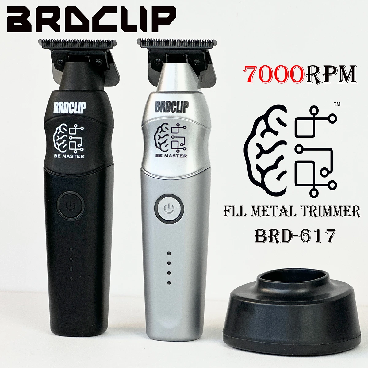 BRDCLIP BRD617 All Metal Professional Men's Hair Trimmer Electric Clipper DLC Ceramic Blade Salon Finisher Machine