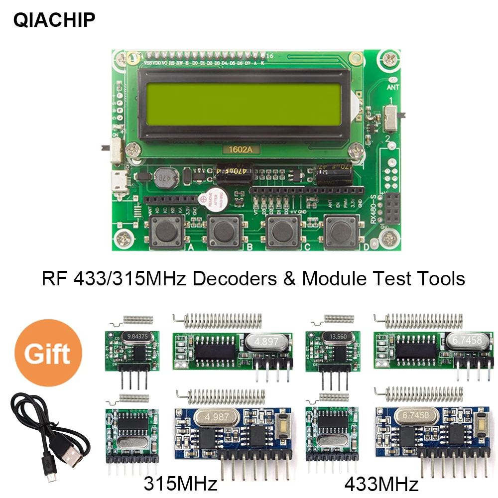 

QIACHIP Multifunction RF 315 433 Mhz Remote Control Decoder Receiver Transmitter Compatible 1527 2262 HCS HT Rolling Code