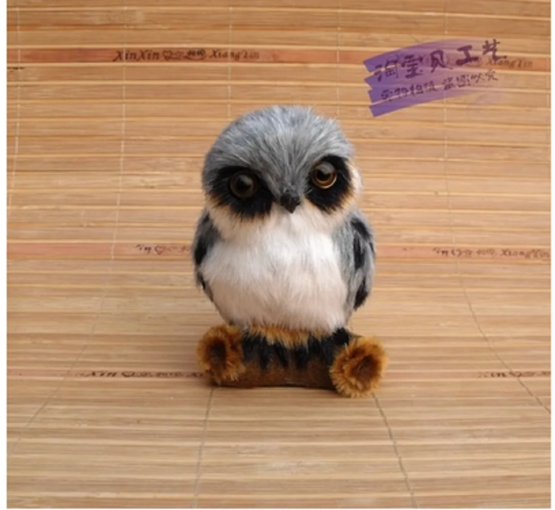 

Милая игрушка-Сова из полиэтилена и меха Серая Сова модель подарок около 7x7x10,5 см 2145