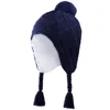 Connectyle Toddler Boys Girls Cute Cotton Winter Hat Soft Sherpa Lined Knit Kids Hats with Earflap Cable Beanie Cap With Pom-Pom
