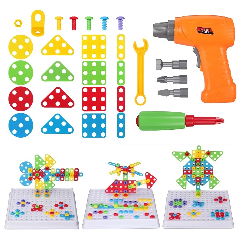 Creative Puzzle Toys Children Boys Drill Screw Disassembly Accessories Game Toy Kids Mosaic Puzzle Toys DIY Educational mosaic puzzle toys assemble toy shape match puzzle toys