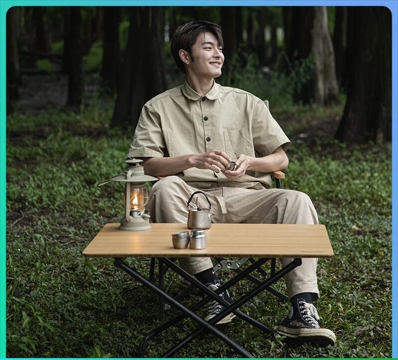 

Outdoor Bamboo Table Por Camping Folding Picnic Barbecue Folding Design Space Saving Thick and Sturdy