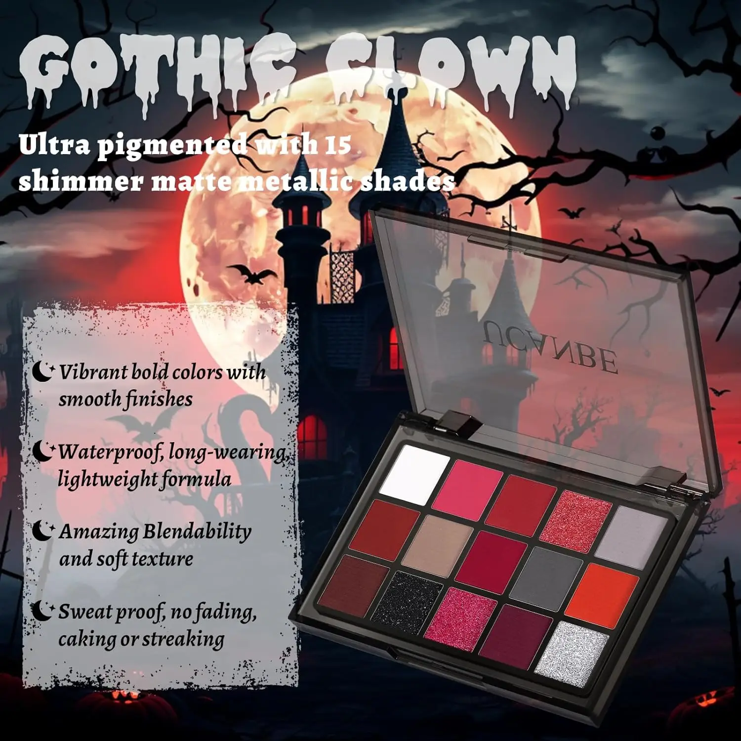 Eyeshadow Makeup Palette 15 Colors for Halloween Christmas Vampire Clown eye shadow eye shadow plate