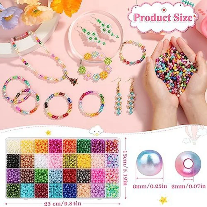 1 Box Pretty Beads Easy To Replace 32 Colors Round Pearl Beads With Holes,  1920Pcs 6Mm Handmade Colorful Loose Beads Small - AliExpress