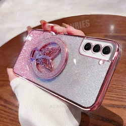 Plating Butterfly Holder Silicone Phone Case - Elegant and Durable Back Cover - S8 Plus (SFHD Pink)