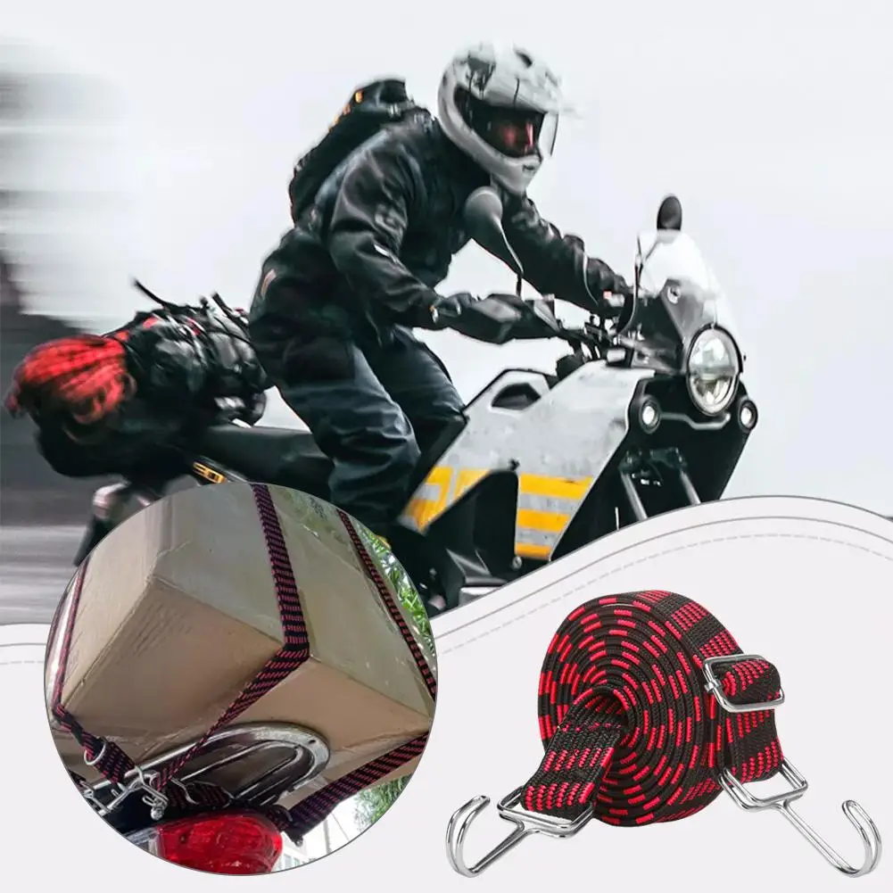 Motorcycle Elastics Rubber Luggage Rope Cord Hooks Hook Fixed Band Strap Rack Luggage Rope Auto Car Accessories Tie Bikes R U1V0