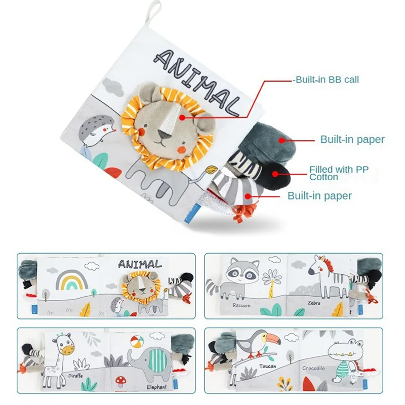 Baby Cloth Book Sensory Books for Babies Montessori Educational Toys Infant Soft Activity Book Black White Baby Toys 0-12 Months 5