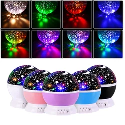 LED Starry Projector Night Lights Rotating Sky  Galaxy Lamps Home Bedroom Decoration Starlight Christmas Halloween for Kids Gift