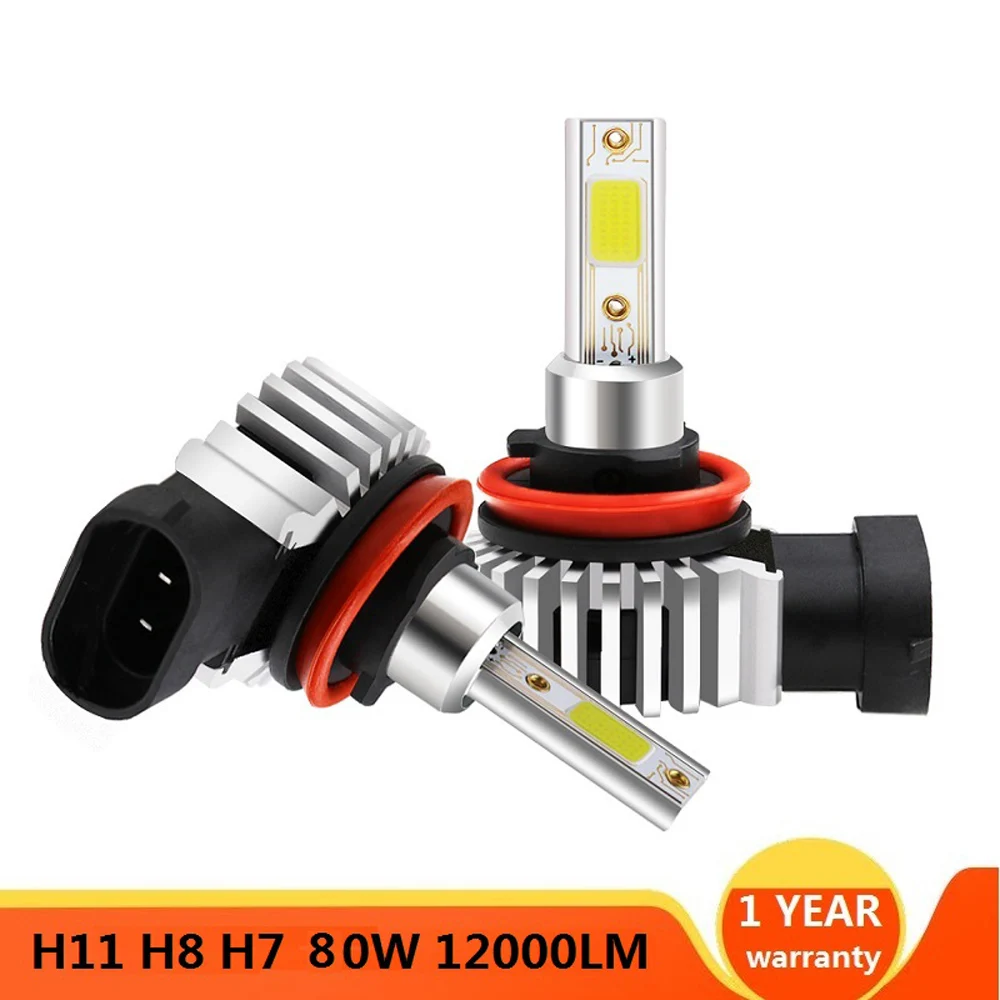 

2Pcs 60W 20000LM Car LED Headlight Bulbs H11 H8 9006 HB4 9005 HB3 H4 H7 H9 H1 Mini Headlight Kit For High/Beam Bulb Fog Light