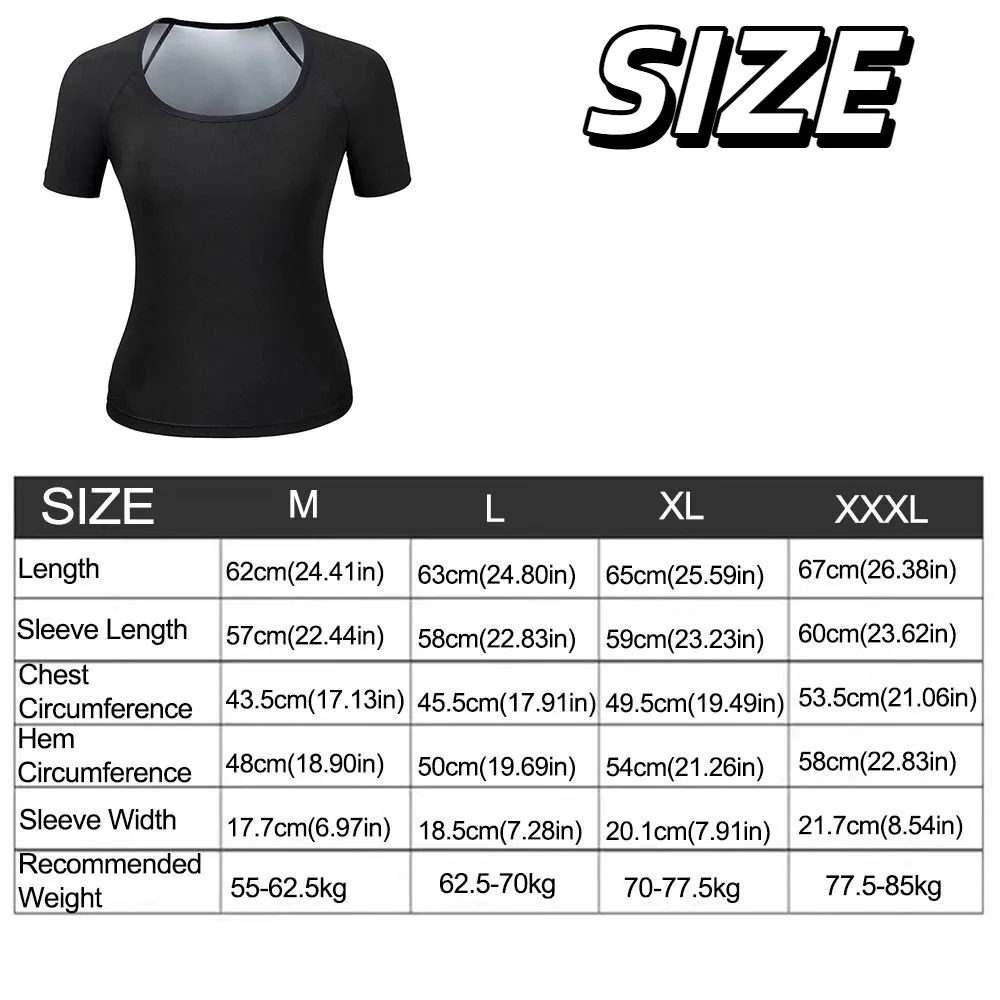 Sweat-resistant Sweat Short Sleeve Compression Fit Fat Burning Sauna Sweat Shirt Elastic Versatile Women's Sweat Shirt