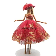 

1/6 BJD Clothes For Barbie Doll Outfits Gold Red Floral Princess Dress For Barbie Clothes 11.5" Dolls Accessories Party Gown Toy