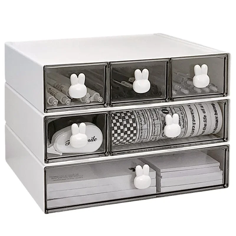 Description Picture 6 of itemRabbit Handle Combination Drawer Box Stationery Organizer Desktop Student Multi-Compartment Drawer Pencil Cabinet