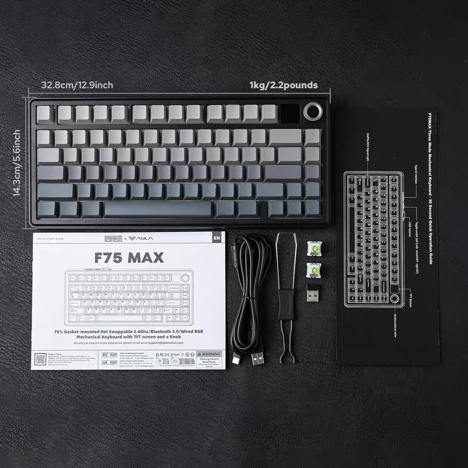 AULA F75 MAX ワイヤレスメカニカルキーボード TFTスクリーンノブ付き