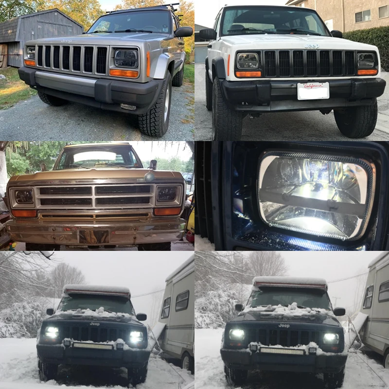 7x6 Inch LED Koplampen E9 Met Halo - Geschikt Voor Jeep Cherokee XJ En Wrangler YJ