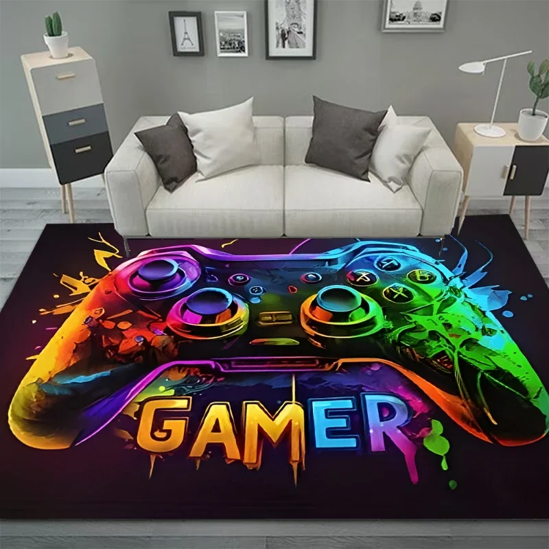 Gaming Rug with Controller Design for Boys Room Game Room, floor mat, plush rug, decorative carpet, silk wool rug, plush carpet, non slip carpet