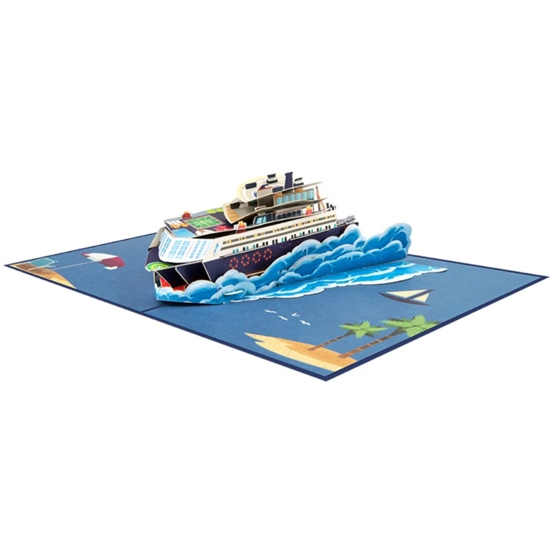 Deep Sea Cruise Ship Theme Card PopUp Card with Envelope 3D Greeting Cards for Birthdays Anniversaries Parties Gift