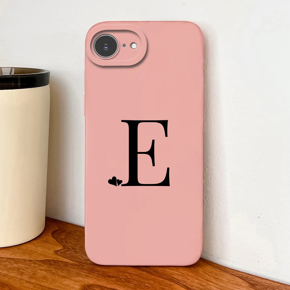Simple Heart Letters Liquid Silicone Phone Case - Soft, Smooth, High-Quality Back Cover in Elegant Design