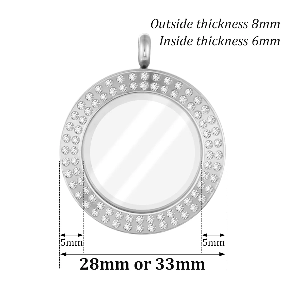 Wholesale Waterproof 28mm 33mm Twist Open Stainless Steel Round Floating Locket Pendant Plain Glass Lockets 6