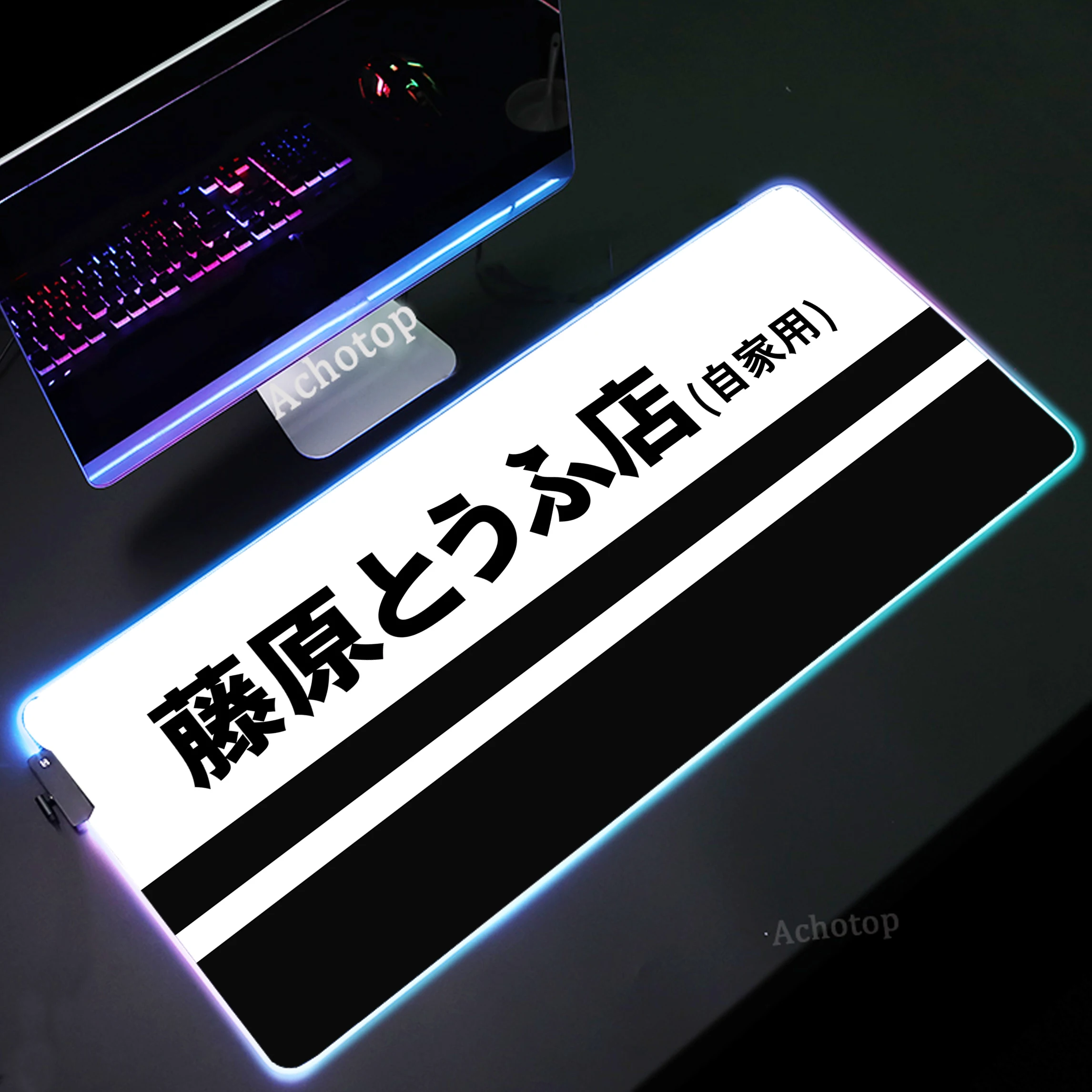

Black And White Computer Gamer Mousepad RGB Backlight Mousemat Large LED Luminous Keyboard Mouse Pad Non-slip Rubber Carpet