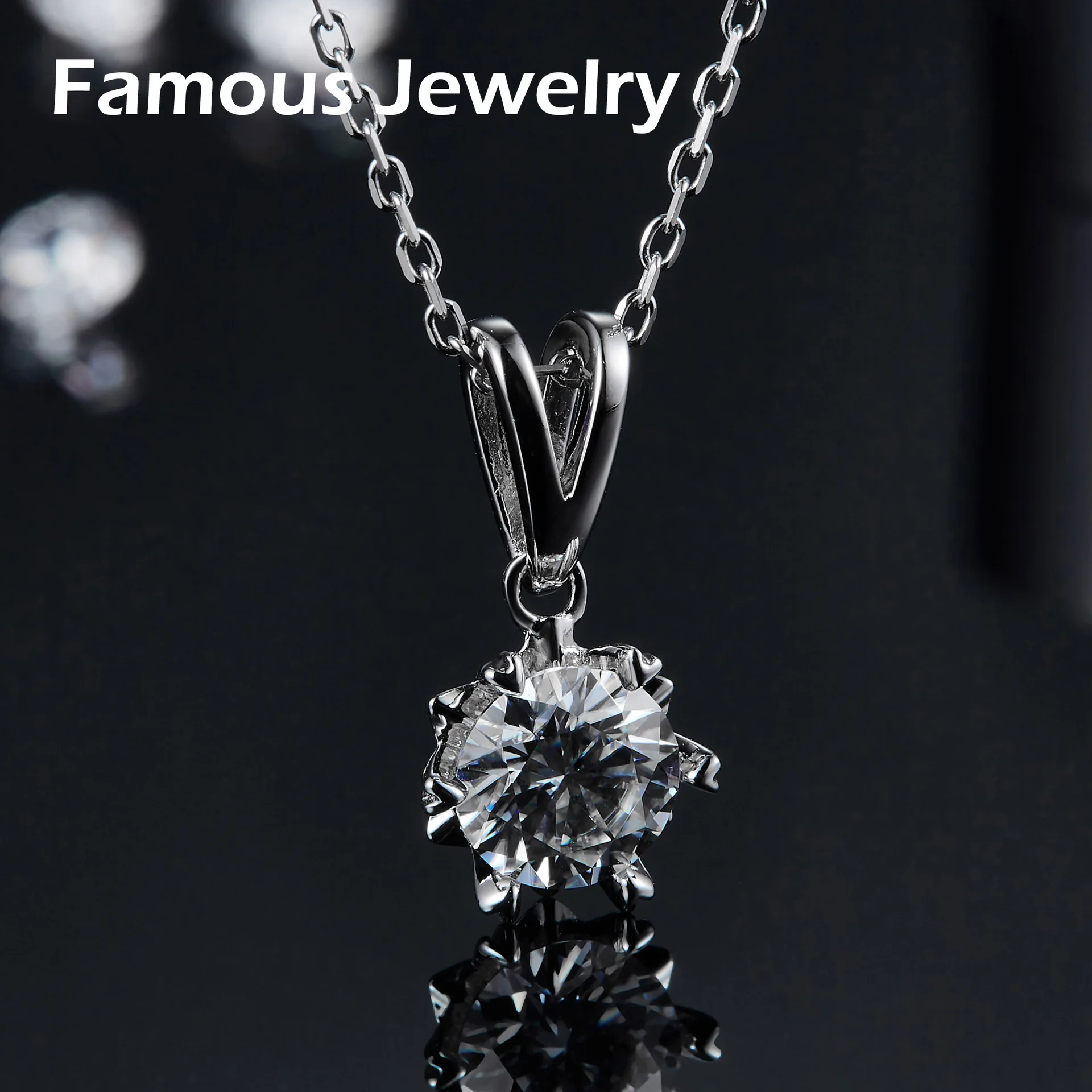 

Hot selling jewelry snowflake set classic temperament daily necklace pendant moissanite 1 carat S925 silver