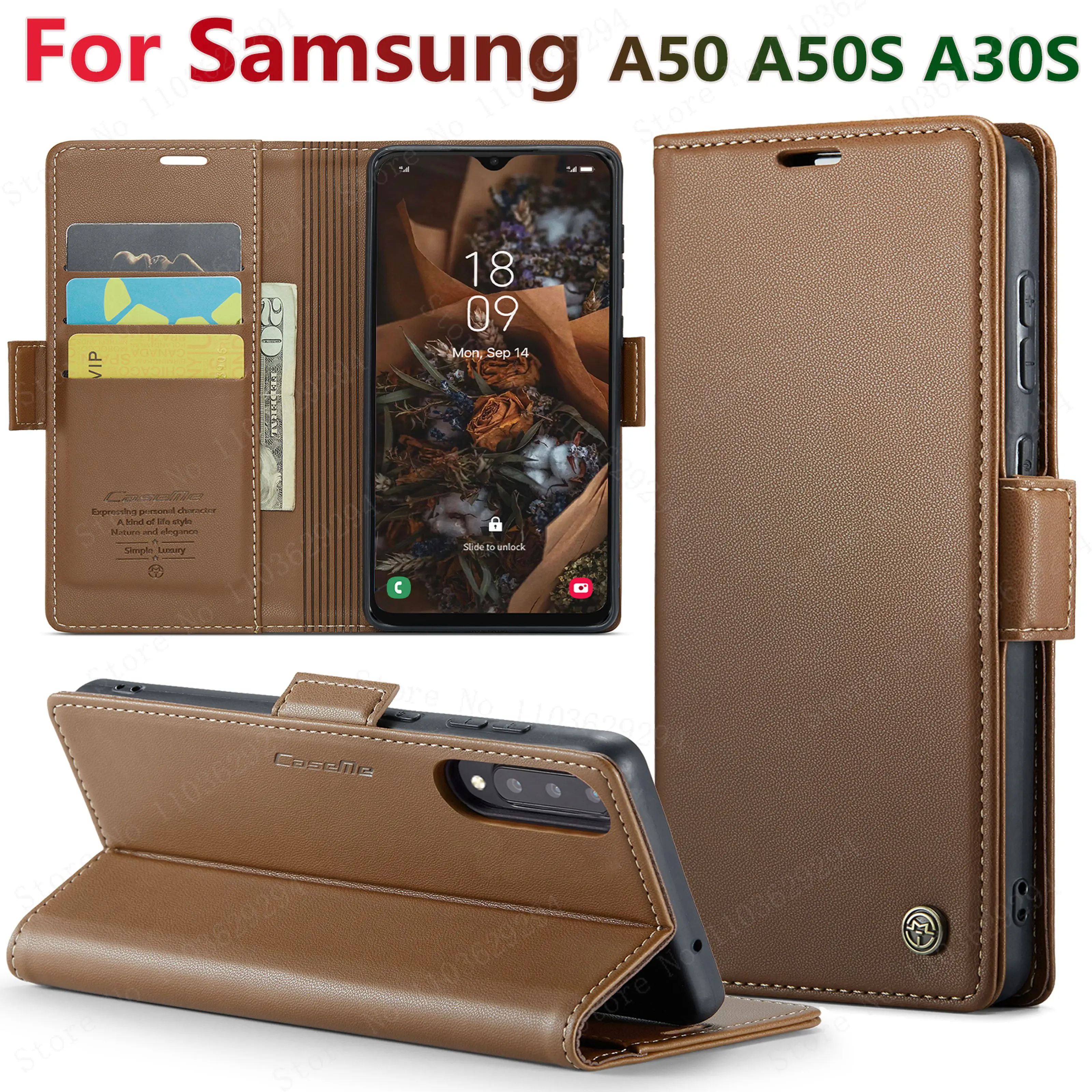 

For Samsung a50s case Samsung Galaxy A50 cover Luxury leather Anti-shock Magsafe Card holder Wallet Phone case