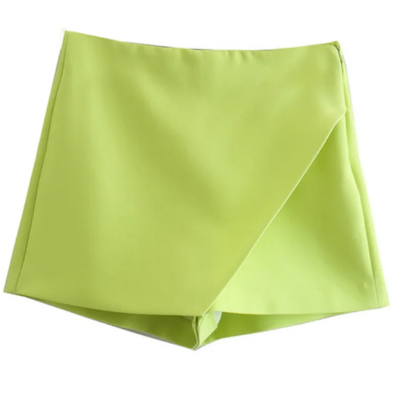 

Pant Skirt Spring Women's New European and American Solid Color Asymmetric Skirt Pants Versatile High Waist Candy Color Shorts