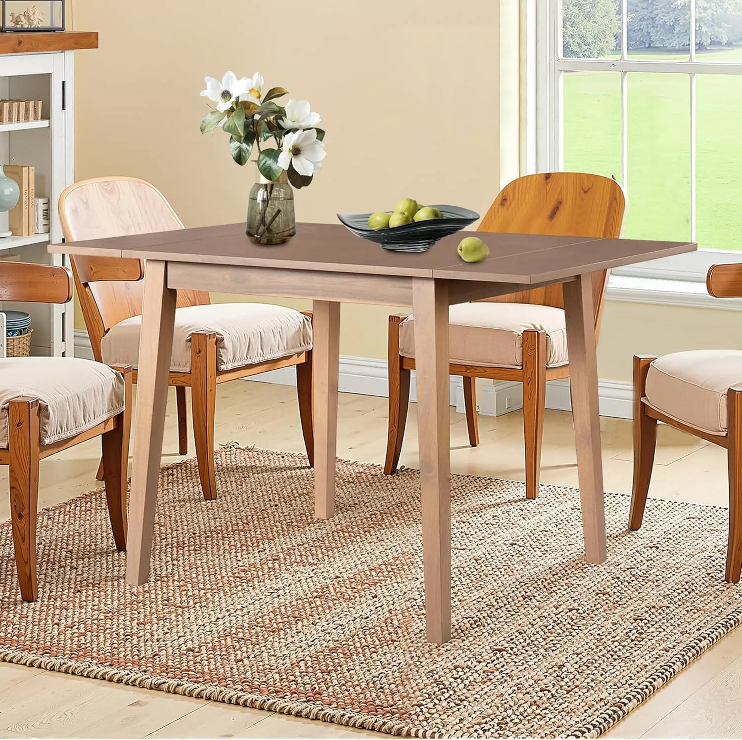 29"- 45" Extendable Dining Table for 2-4, Folding Square Dinner Table Small Kitchen Dining Room Tables with Wood Legs