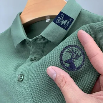 Men's Casual Fashion Polo Shirt Breathable and Comfortable Embroidered Top