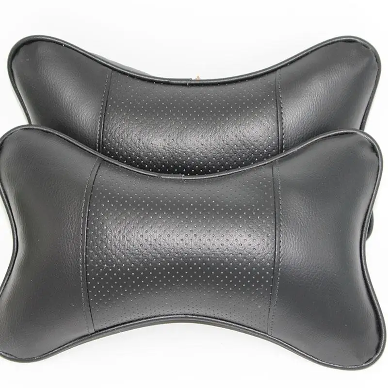 Car Neck Pillow Pu Leather Car Headrest Pillow Neck Support Cushion For Head Pain Relief 3D Filled Fiber Breathable