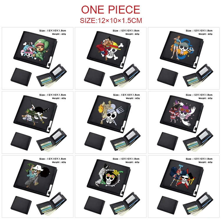 

New Anime One Piece Pu Zero Wallet Cartoon Luffy Roronoa Chopper Storage Bag ID Card Holderprinted Two Fold Wallet Coin Purse