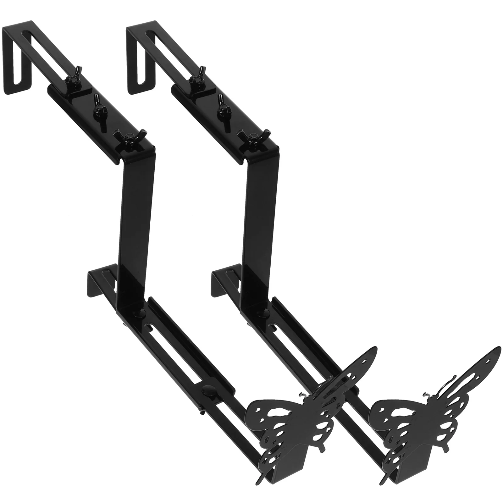 2 Pcs Balcony Flower Pot Hanger Adjustable Wall Planter Hook Rail Rack Holder Wire Hangers Indoor Mount Bracket up