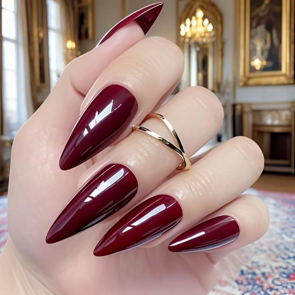 24 pçs brilhante preto unhas falsas com cola de geléia artificial longo  stiletto unhas falsas diy cobertura completa dicas de dedo ferramenta  manicure - AliExpress, image size:1000x1000