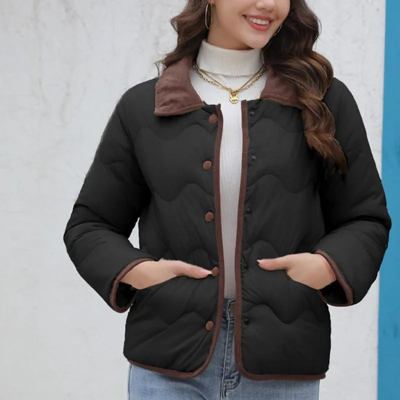 Cotton Women Long Sleeve Coat Spring Autumn Lapel Loose New Overcoat Single Breasted Parkas Fashion Casual Solid Color Jackets