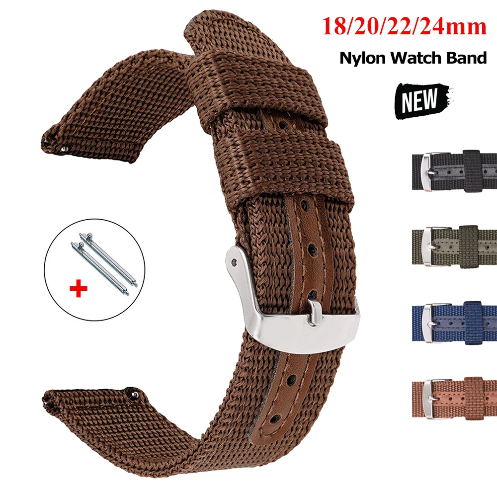 Breathable Canvas Nylon Sport Watch Band - Versatile Sizes 18mm to 24mm