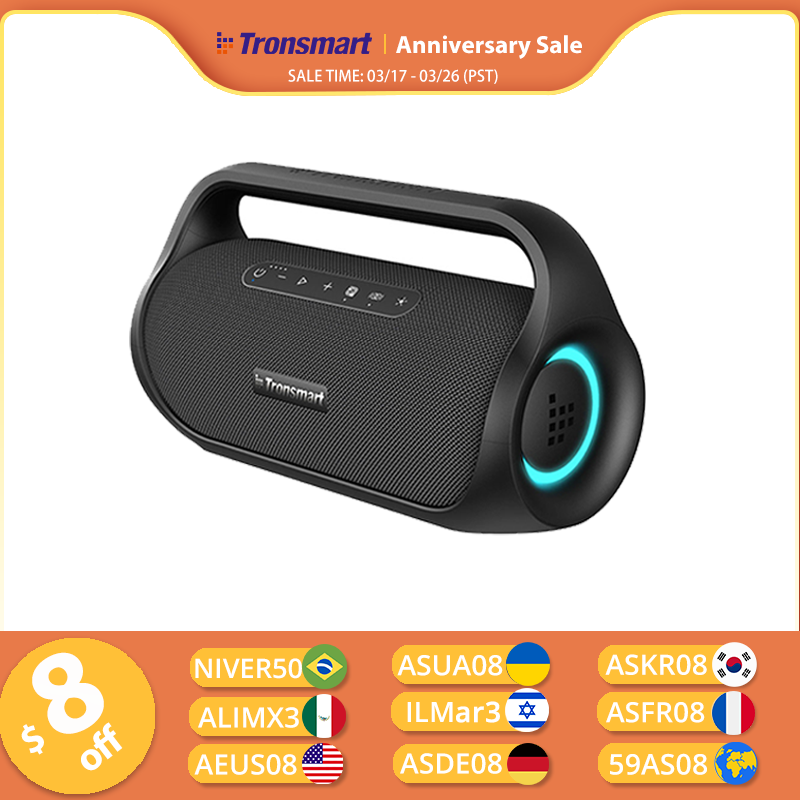 Tronsmart Bang Mini Speaker 50W Portable Party Speaker with Bluetooth 5.3, Stereo Sound, NFC Connection, Built-in Powerbank