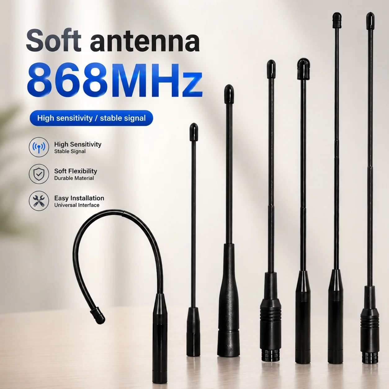 GIZONT 868MHz LoRa 유연한 휩 안테나 SMA Male 863-870MH..