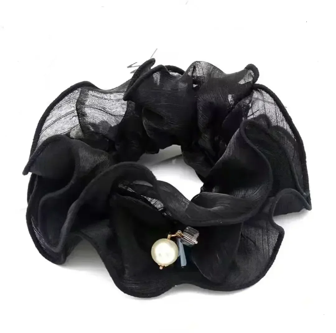 Elegant Pearl Flower Hair Scrunchie - Stylish Korean Hair Accessory