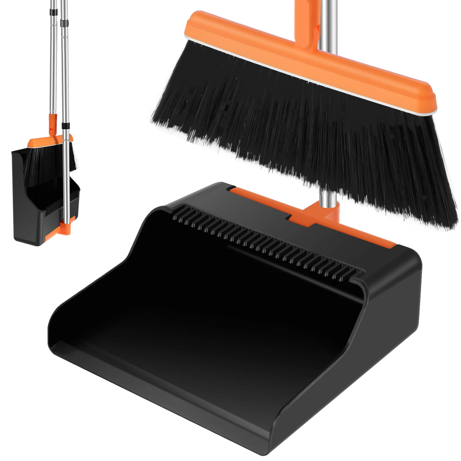 Broom and Dustpan Set with Magnetic Design Portable Broom Dustpan Combo  with Comb Teeth Upright Standing Floor Brush and Dustpan - AliExpress