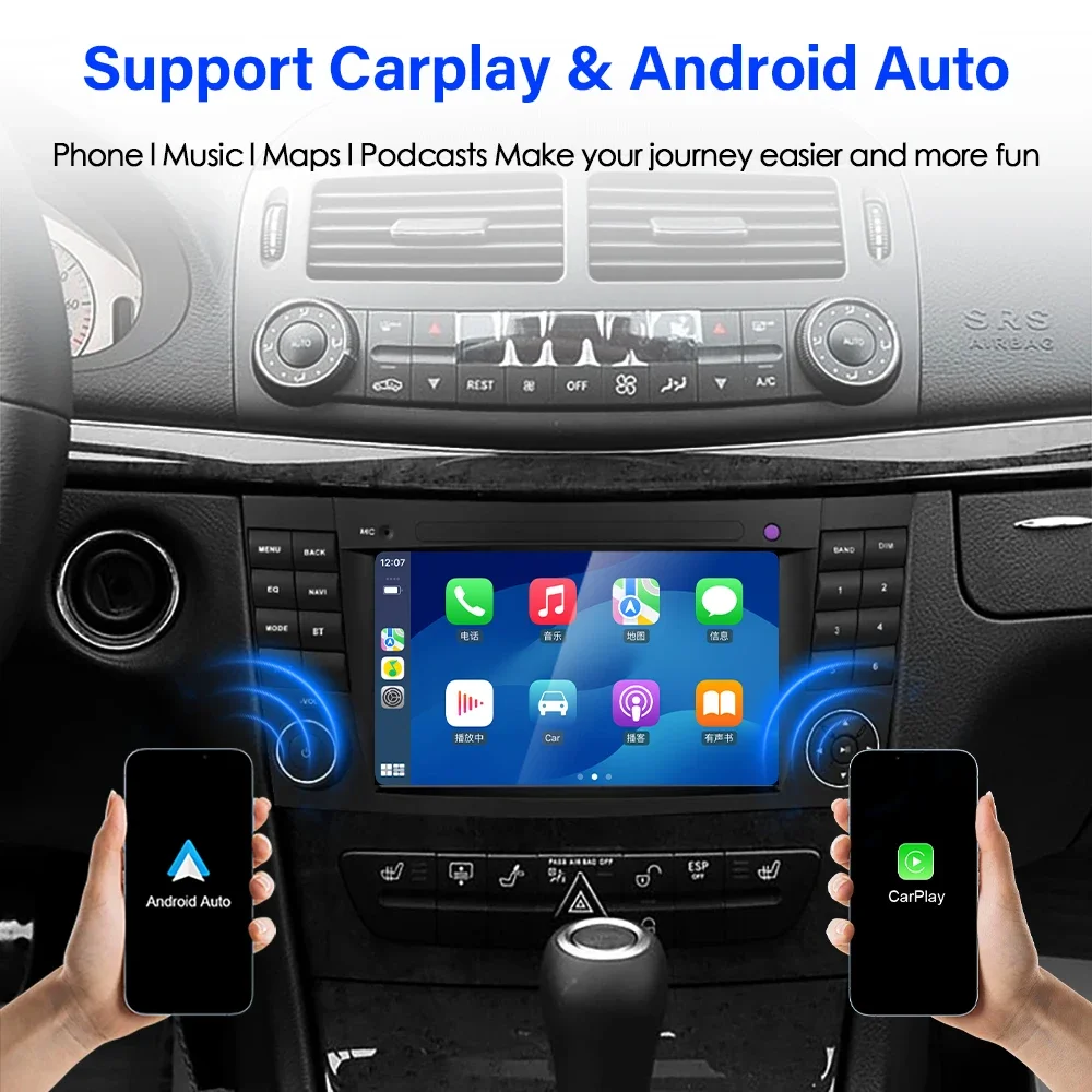 2din 7 Android 13 Car Radio For Mercedes Benz E-class W211 E200 E220 E300 E350 E240 E270 E280 W219 Carplay Stereo GPS 4G car radio