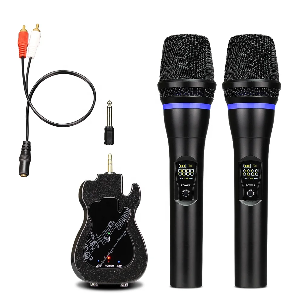 

Rechargeable Wireless Handheld Microphone Set with Receiver Mixer Professional Wireless Microphone System