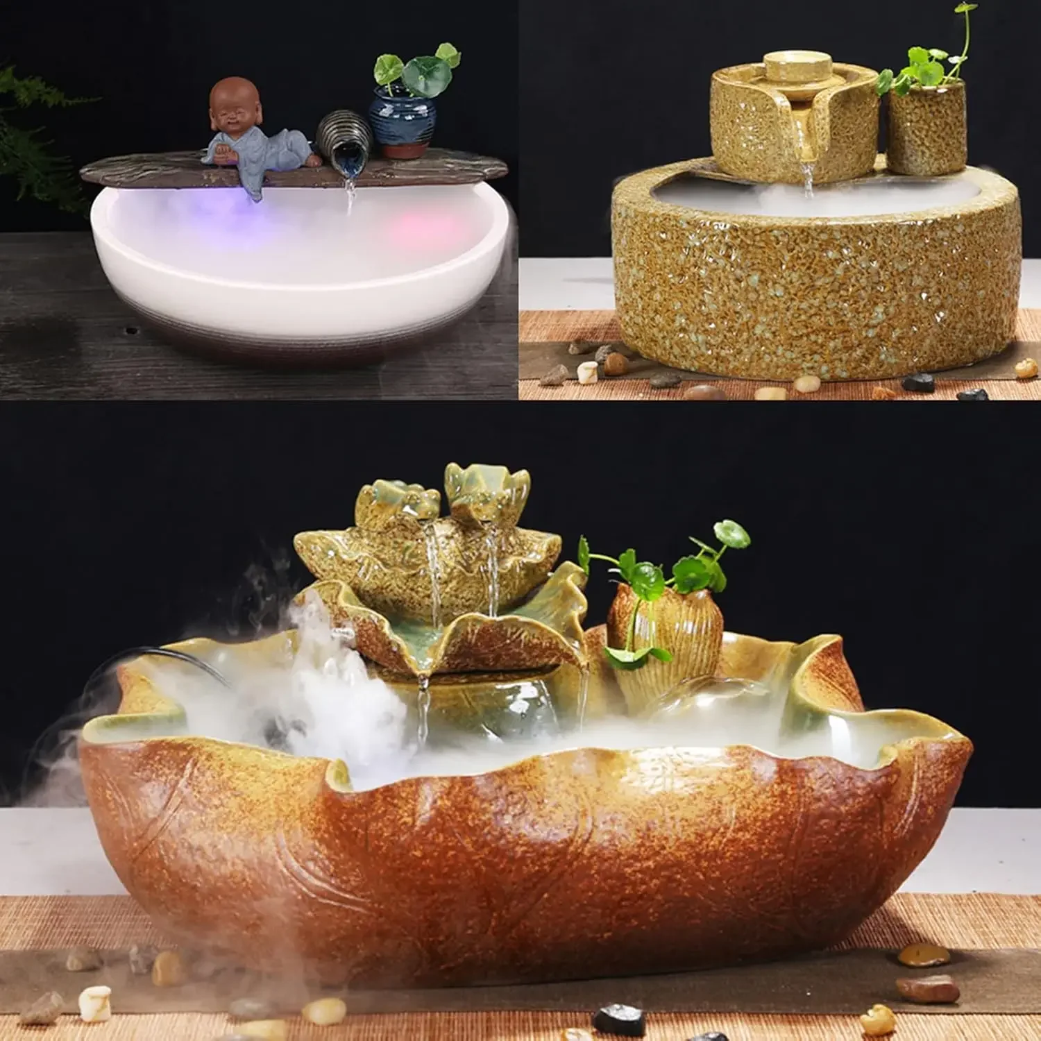 Ultrasonic Mist Maker Fogger Water Fountain Pond Aquarium Atomizer Nebulizer Head Air Humidifier Colorful Lamp Accessories